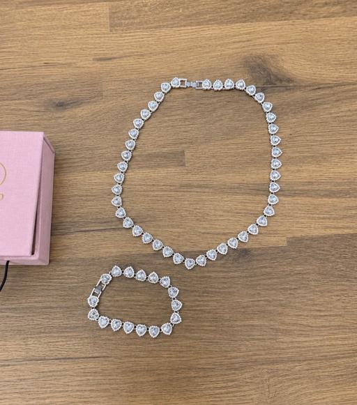  — silver heart necklace and bracelet set