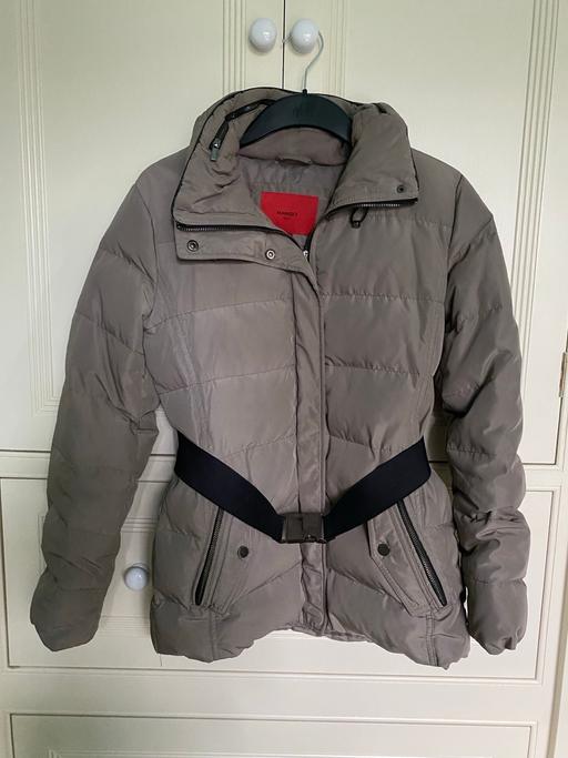  — MANGO Beige puffer coat with belt & hood M