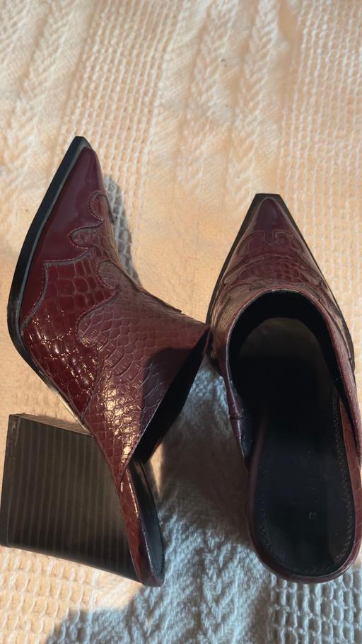  — ASOS Burgundy Heeled Mules UK size 3/4