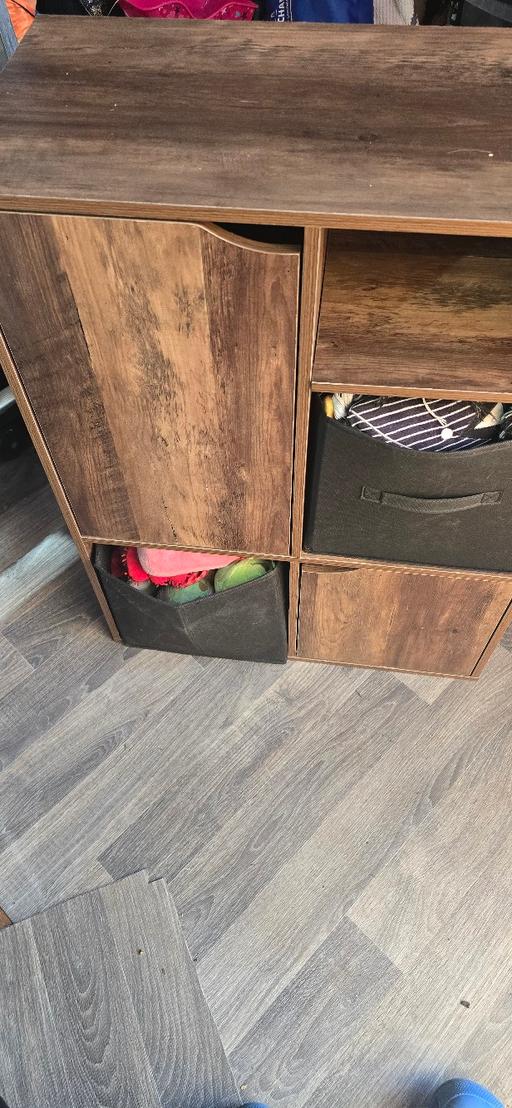  — Wooden Storage Unit with Shelves and Cupboard