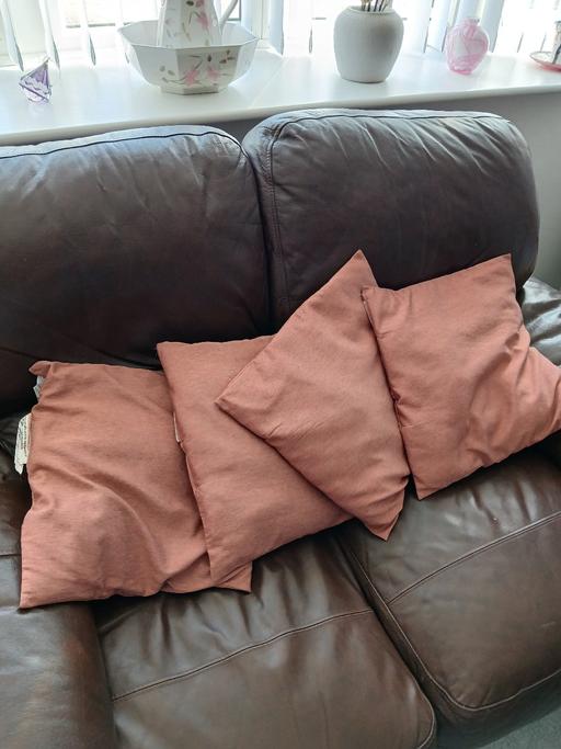  — 4 SILKY FINISH CUSHIONS ALWAYS HAD COVERS ON
