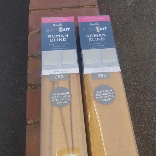  — New In Box, 2 Dunelm Black Out Roman Blinds,