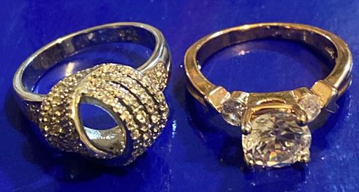 — 2x unmarked silver cubic zirconia rings
