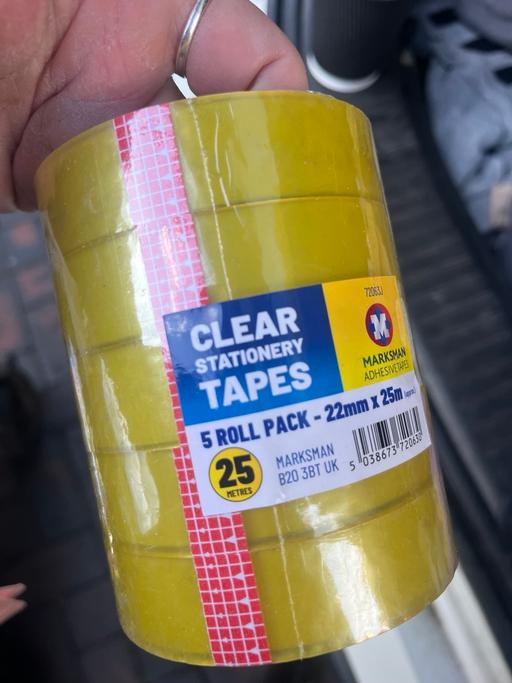  — Five rolls of sellotape