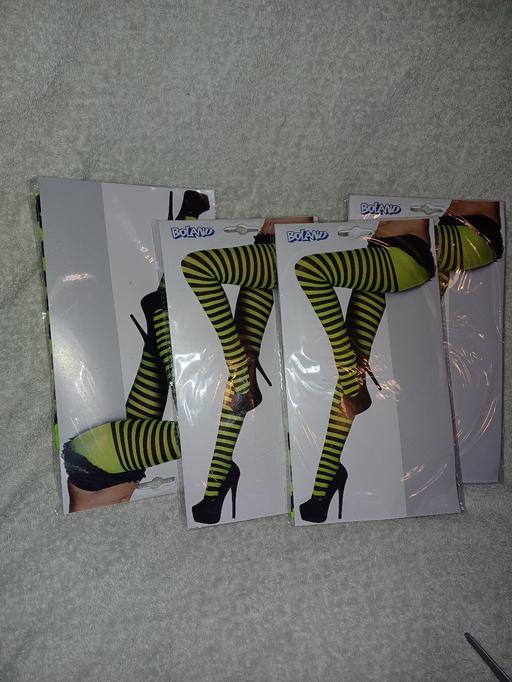  — Green and white panty hose. New