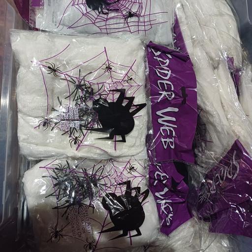  — 3 x spiderweb stretchy with spiders. new