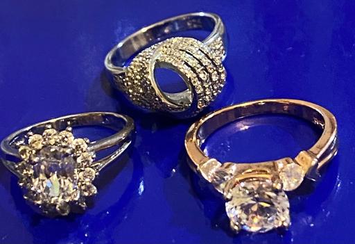  — 3x unmarked silver cubic zirconia rings