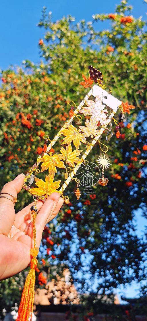  — ✨🌙🍁Autumn Equinox Leaf Crystals Suncatcher