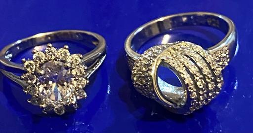  — Ladys 2x silver cubic zirconia cluster rings