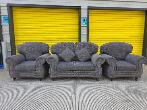 — scs grey fabric sofa suite