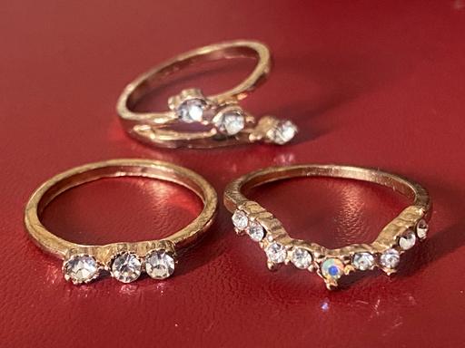  — 3x9ct gold plate cubic zirconia rings
