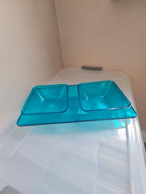  — Serving tray and dishes.