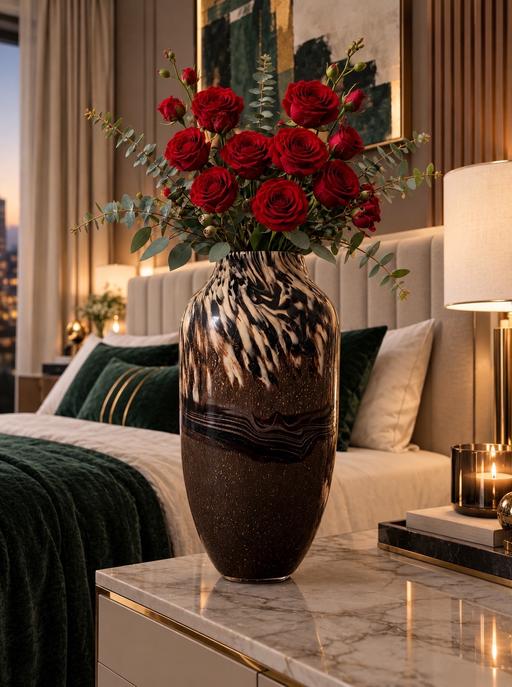  — Luxury ArtGlass vase - Large Brown Statement