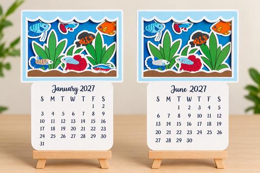  — fish tank Desk top calendar