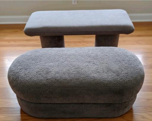  — Plush Gray Boucle Bench And Table Set