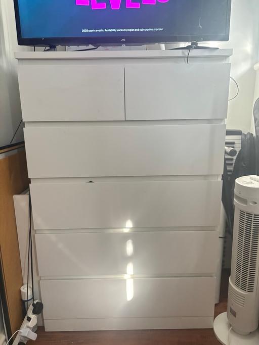  — Tall chest of 6 drawers in white