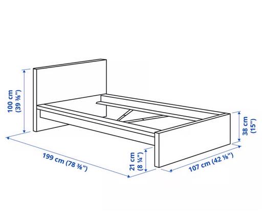  — Single Ikea bed frame with mattress
