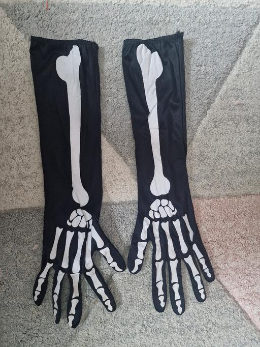 — halloween long skeleton gloves dress up