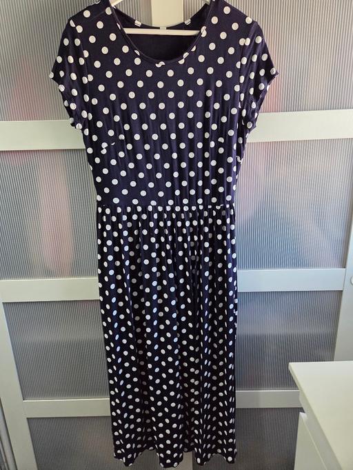  — NEW size 14 ROMAN navy polka dot dress