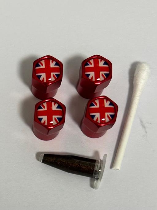  — Union Jack tyre valve caps with grease