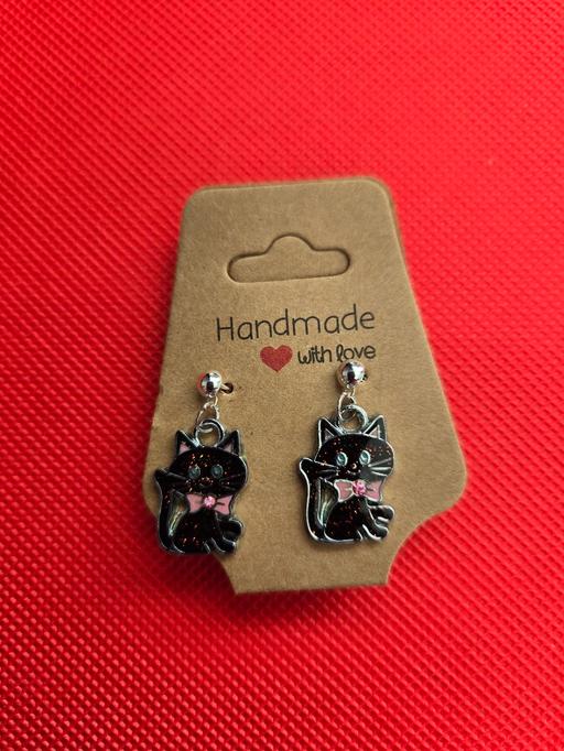  — Black Cat Stud Earrings