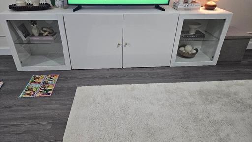  — 4 piece, white ikea cabinet with shelving
