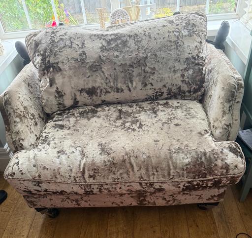  — Velvet sofa with cushions