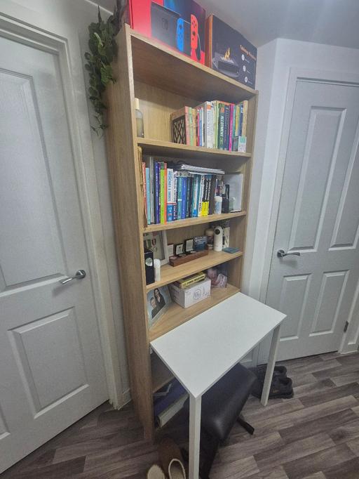  — ikea bookcase with desk.