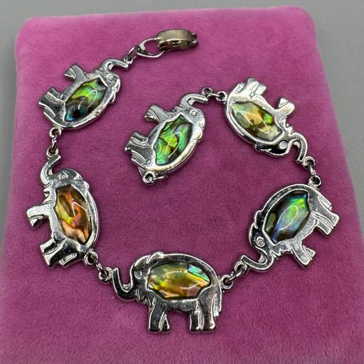  — Lovely Abalone Elephants Bracelet