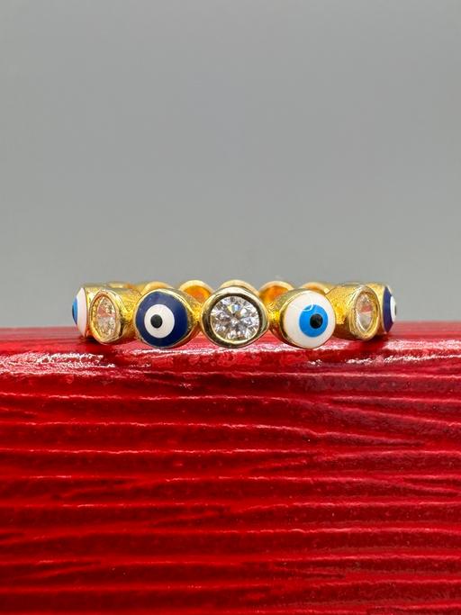  — Vermeil Sterling CZ Evil Eye Eternity Ring