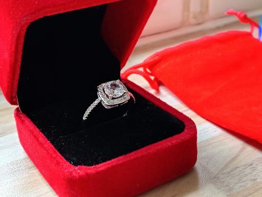  — Silver Brilliant Cut Square Stone Ring