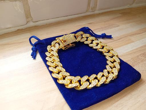  — iced Out Gold Plated Cuban Curb Bracelet