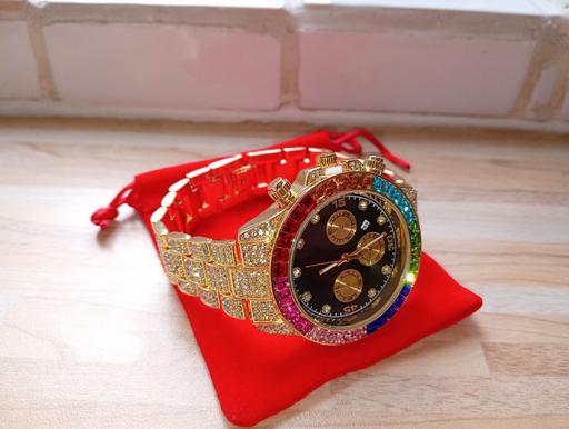  — Iced Out Rainbow Dial Watch