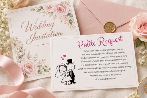  — X10 Polite Request Wedding Gift Cards, 6x4