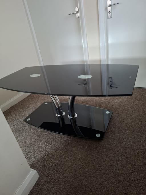  — black and silver glass table