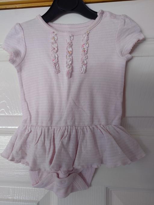  — Baby girls pink striped bodysuit size 3-6M