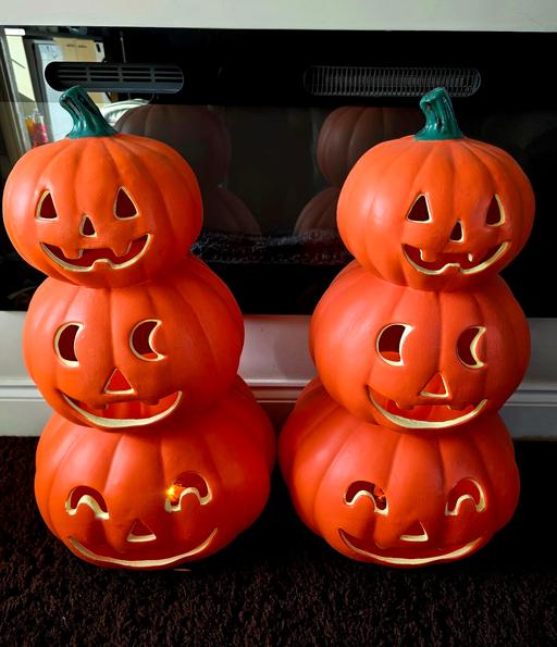  — Two Large Decorative Light Up Pumpkins