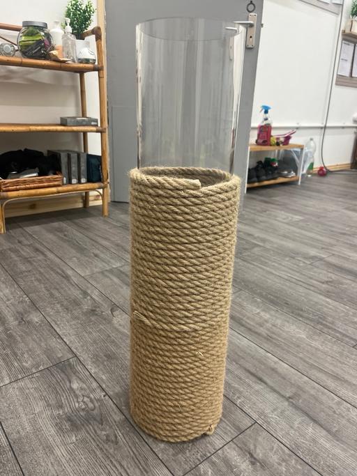  — Tall ikea Vase, Thick glass with rope, 68cm
