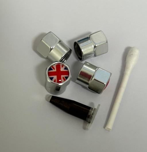  — Union Jack Tyre valve caps with grease