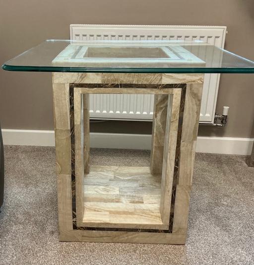  — Large square ornate marble occasional table