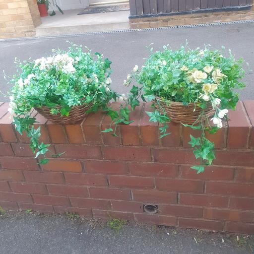  — 2 Lovely Artificial Hanging Baskets, Good Con