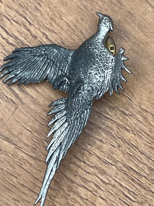  — Vintage pewter bird pin brooch