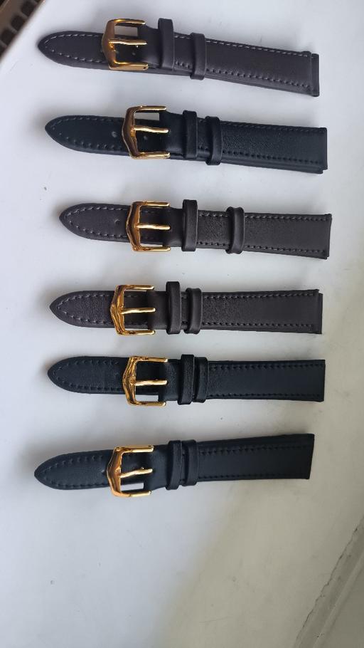  — 6x black and dark brown watch straps size 18m