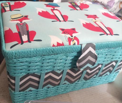  — Teal Fox Fabric Covered Craft Storage