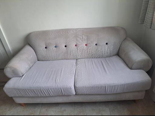  — Light grey 3 seeter Sofa ribbed cord upholste