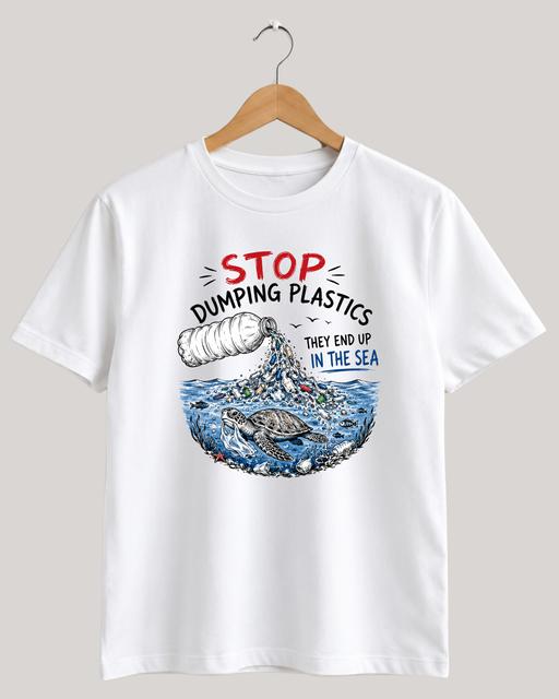  — White Tshirt-Stop Dumping Plastics