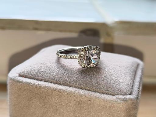  — Silver Brilliant Cut Square Stone Ring