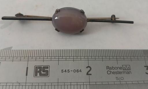  — Antique 800 Silver Chalcedony Agate Brooch
