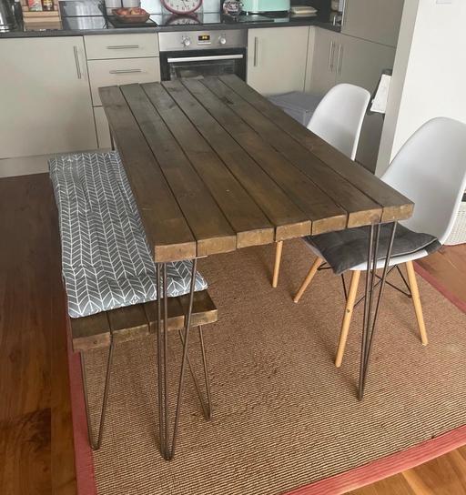  — Industrial dinner table and 2 chairs included