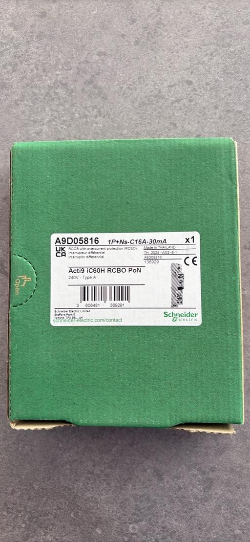  — Schneider Acti9 RCBOs type C 6a and 16a